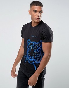 Черная футболка с вышитым тигром Versace Jeans - Черный