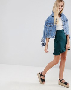 Мини-юбка с запахом и завязкой ASOS - Зеленый