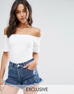 Боди с оборками на рукавах Missguided - Белый
