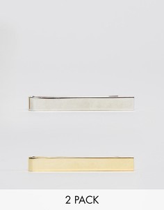 2 узких зажима для галстука (серебристый/золотистый) ASOS - Мульти