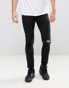 Байкерские джинсы с рваными коленями Religion - Черный