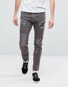 Серые джинсы скинни с заплатками Calvin Klein Jeans - Серый