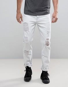 Белые суженные джинсы с прорехами ASOS - Белый