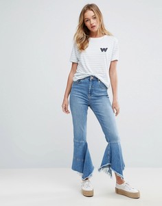 Узкие джинсы в винтажном стиле с расклешенной вставкой ASOS FARLEIGH - Синий