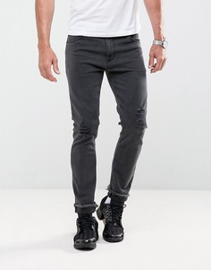 Черные выбеленные укороченные джинсы скинни с рваной отделкой ASOS - Черный