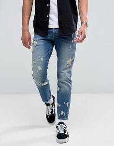 Выбеленные узкие рваные джинсы ASOS - Синий