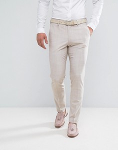 Желтовато-серые брюки зауженного кроя с узором в виде штриховки ASOS Wedding - Серый