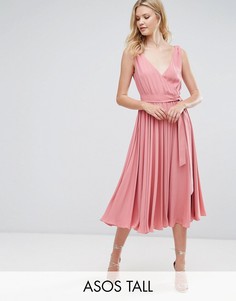 Платье миди с бантом ASOS TALL WEDDING - Розовый