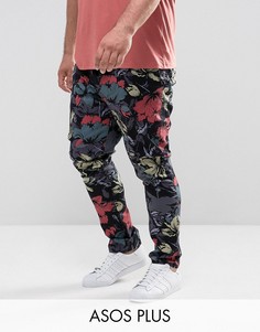Супероблегающие брюки с принтом ASOS PLUS - Темно-синий