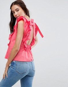 Хлопковый топ с рюшами ASOS - Розовый