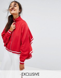Свитшот с оборками на рукавах Monki - Красный