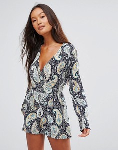 Ромпер с принтом пейсли QED London - Темно-синий