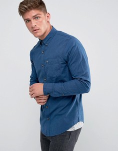 Темно-синяя поплиновая рубашка приталенного кроя с логотипом Hollister - Темно-синий
