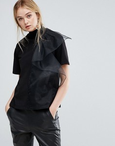 Прозрачный топ с оборками Sportmax Code Livigno - Черный