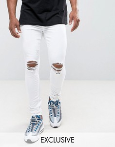 Белые джинсы скинни с прорехами на коленях Jaded London - Белый