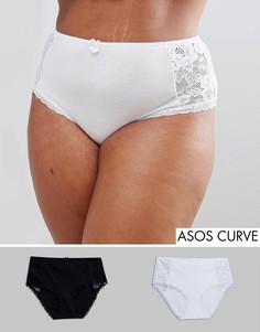 Набор из 2 трусов с кружевной отделкой New Look Curve - Белый