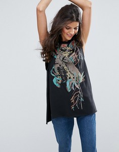 Майка с разрезами по бокам Free People Jungle Bay - Черный