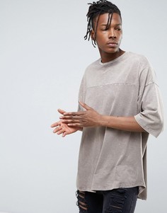 Оверсайз-футболка из фактурного меланжевого трикотажа ASOS - Коричневый