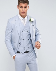 Голубой приталенный пиджак из 100% шерсти ASOS Wedding - Синий