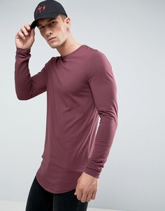 Длинный обтягивающий лонгслив с асимметричным подолом ASOS - Красный