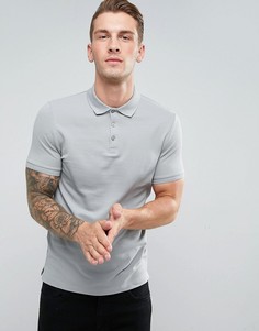 Обтягивающее поло из ткани пике ASOS - Серый
