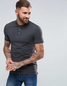 Черное обтягивающее поло из трикотажа ASOS - Черный