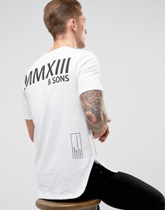 Удлиненная футболка с принтом на спине и разрезами Only &amp; Sons - Красный