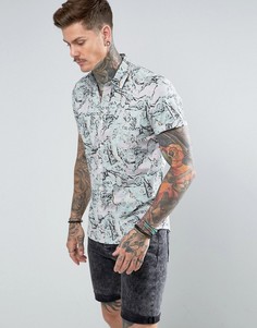 Рубашка из вискозы классического кроя с винтажным принтом ASOS - Розовый