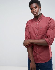 Бордовая оксфордская рубашка узкого кроя Hollister - Красный