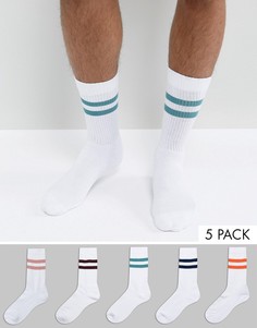 5 пар спортивных носков с цветными полосками ASOS - Мульти