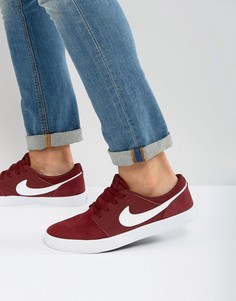 Бордовые кроссовки Nike SB Portmore 880266-610 - Красный