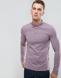 Фиолетовое обтягивающее поло с длинными рукавами ASOS - Фиолетовый