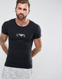 Черная обтягивающая футболка Emporio Armani - Черный