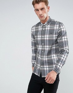 Белая саржевая рубашка в клетку Fred Perry - Белый