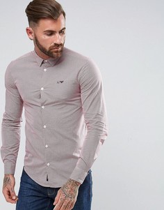 Красная приталенная рубашка в клетку с логотипом Armani Jeans - Красный