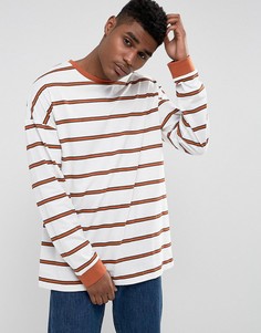 Свободный лонгслив в полоску ASOS - Белый