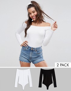 Комплект из 2 боди с длинными рукавами и открытыми плечами ASOS - СКИДКА 20 - Мульти