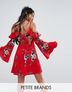 Платье с длинными рукавами и цветочным принтом Sisters Of The Tribe Petite - Красный