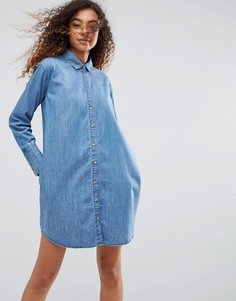Джинсовое свободное платье-рубашка ASOS - Синий