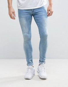 Светло-синие джинсы скинни с потертостями ASOS - Синий