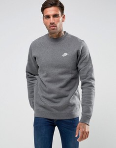 Серый свитшот с круглым вырезом и логотипом Nike Club 804340-071 - Серый