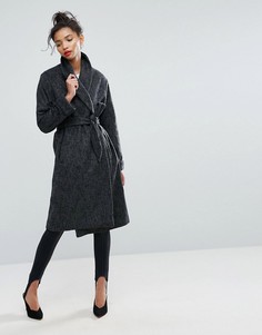 Пальто с шалевым воротником и поясом ASOS - Черный