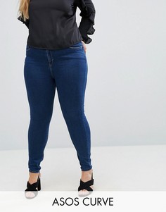 Синие джинсы скинни с завышенной талией ASOS CURVE RIDLEY - Синий
