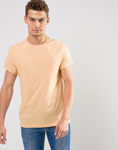 Оранжевая футболка с круглым вырезом и отворотами на рукавах ASOS - Оранжевый
