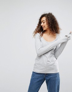 Футболка с длинными рукавами и овальным вырезом ASOS - Серый