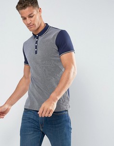 Футболка-поло с жаккардовой вставкой спереди и контрастной окантовкой Brave Soul - Темно-синий