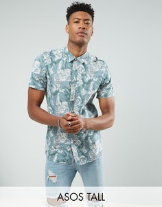 Рубашка классического кроя в винтажном стиле ASOS TALL - Зеленый
