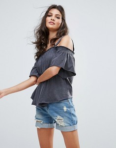 Трикотажный топ с открытыми плечами Free People Darling - Черный