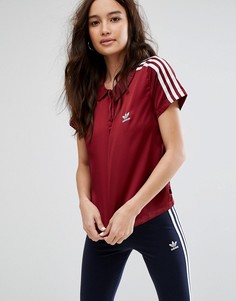 Футболка-поло с плиссированной отделкой adidas Originals - Красный