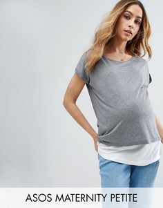 Двухслойная футболка для кормящих мам ASOS Maternity PETITE NURSING - Серый